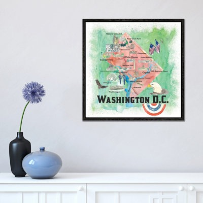 Washington DC USA Illustrated Travel Poster by Markus & Martina Bleichner - Painting on Canvas