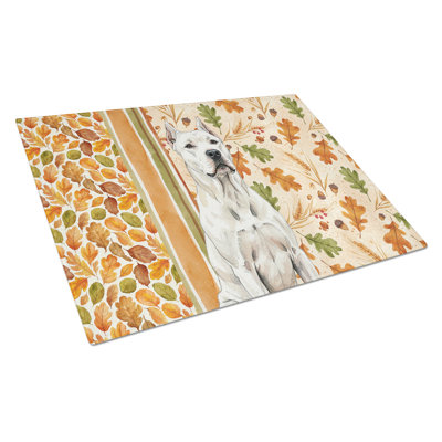 Dogo Argentino Heirloom Fall Glass Cutting Board
