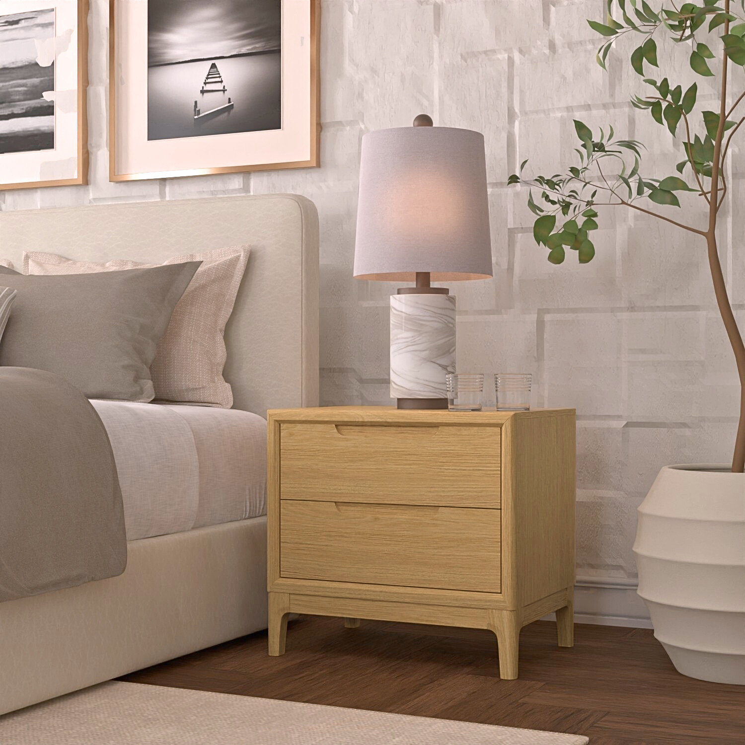 Rise 2 - Drawer Nightstand, Light Oak