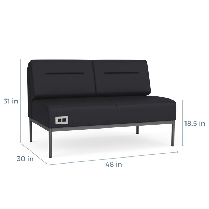 Causeuse Darsey, Avec alimentation, Noir Patriot Plus, Gris anthracite