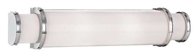 Barre d'éclairage de salle de bain 2 lumières Malcolm, Nickel poli