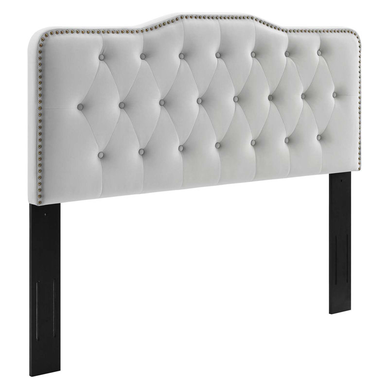 Modway Sophia Tufted Performance Velvet Headboard, King, Light Gray