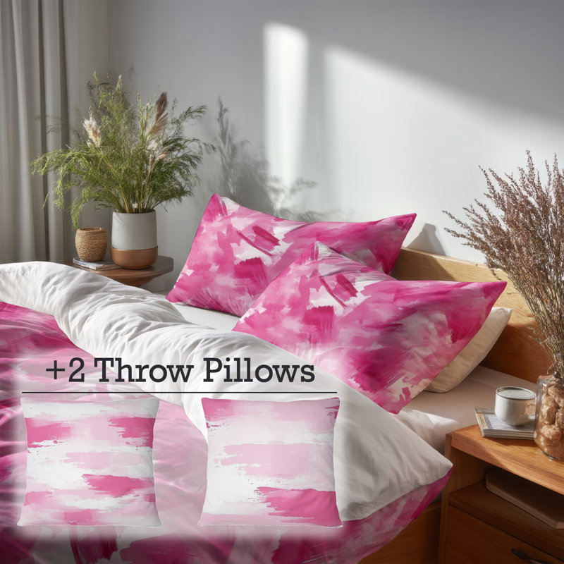 Ensemble de literie pour fille 5 pièces - Ensemble de housse de couette et coussin décoratif à motif abstrait