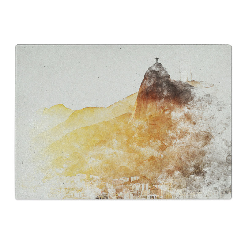 Christ the Redeemer in Rio Vol.3 Watercolour Chopping Board, 0.4cm H x 28.5cm W x 39cm L