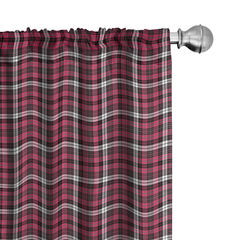 Checkered Geometric Semi-Sheer Rod Pocket Curtain Panels, 28" x 63"