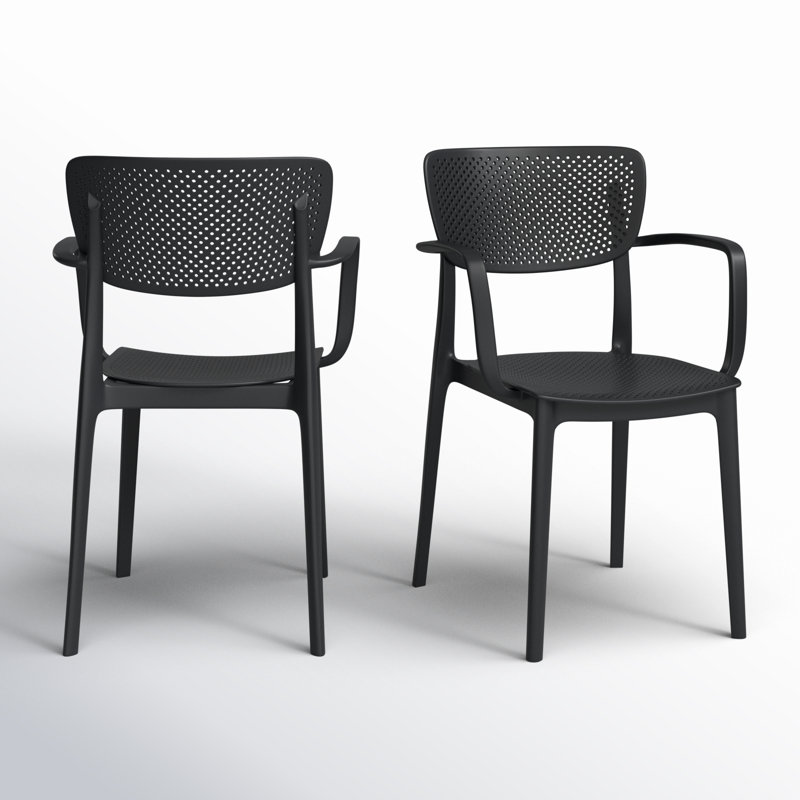 Chaise d'appoint empilable pour patio Farrah, Noir
