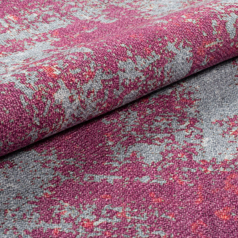 Broadbridge 26 Machine Woven Pink/Grey Rug, Rectangle 2'6" x 4'11"