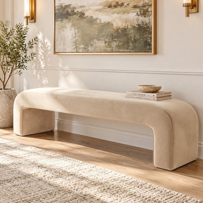 Floranda 60" Fully Velvet Upholstered Waterfall Entryway Bedroom Bench