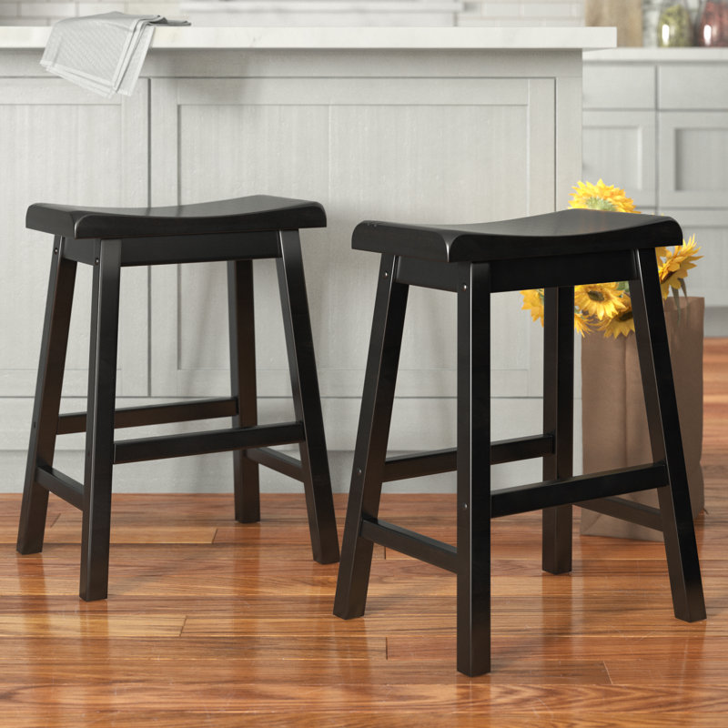 Arberesha Modern Solid Wood Bar & Counter Height Stools, Black, Counter Stool (23.5" Seat Height)