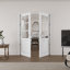 Porte intérieure à 6 carreaux en verre clair, portes françaises en MDF CARB P2 et verre trempé SGCC, quincaillerie en nickel satiné (loquets à bille, charnières et poignées), préfinie et imperméable, garde-manger, chambre, salle de bain et placard, teinture facile à appliquer soi-même, sans cadre, 142 x 203 cm-101465986