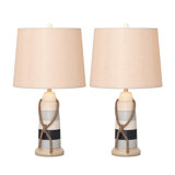 Buoy, 27" Poly Coastal Table Lamp White and Blue