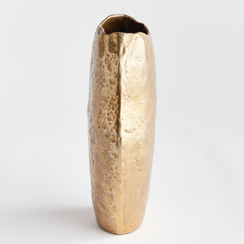 Harlin Short Vase, Gold, 13.25" H x 8" W x 3.75" D