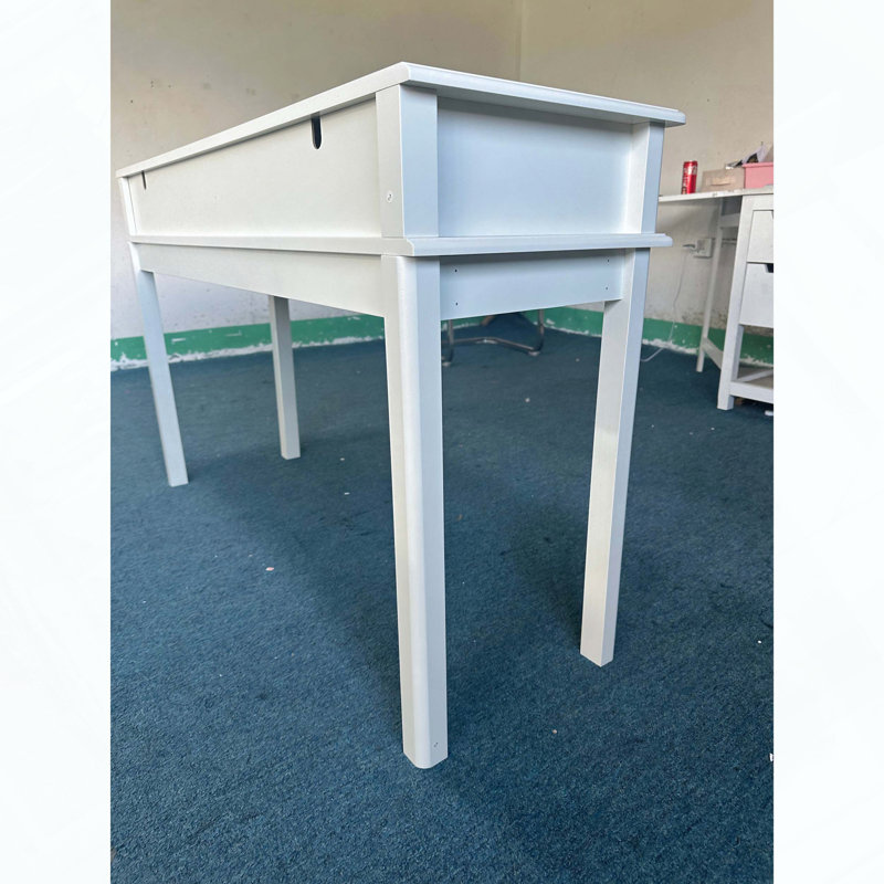 Bureau de coiffeuse crème blanc avec 3 tiroirs, coiffeuse polyvalente
