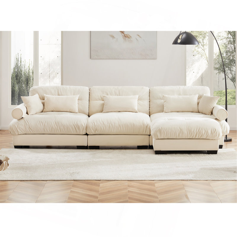  Canapé modulaire en velours surdimensionné Comfort, Crème, crème