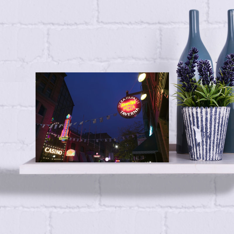 Neon signs in Greek-American neighborhood in Detroit Michigan USA 1 Piece Wrapped Canvas Wall Art, 45.72 cm H x 30.48 cm W