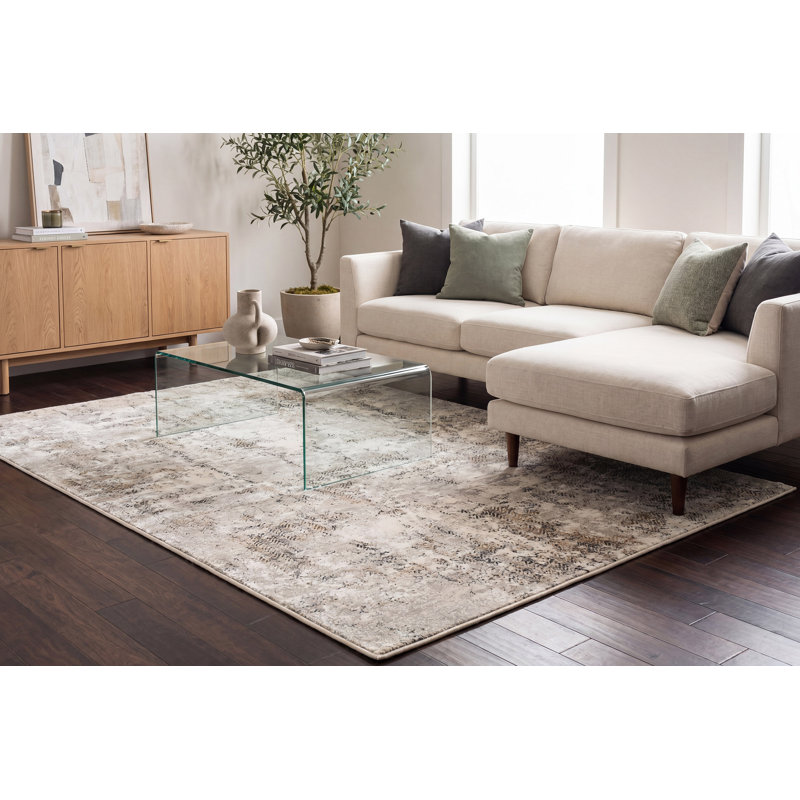 Tapis de zone ivoire Shaniya, Rectangle 9 pi 2 po x 12 pi 10 po