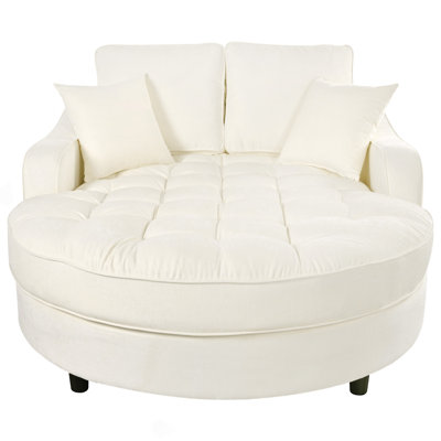 55" Modern Chaise Lounge Sofa Bed Upholstered Sofa Couch With Tufted Seat And Detachable Pillows For Living Room, Beige