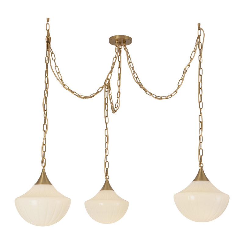 Luminaire suspendu 3 lumières Farrah, Doré
