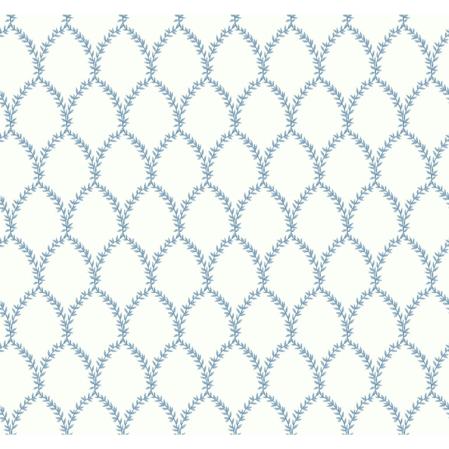 Laurel Wallpaper Roll, Blue/White