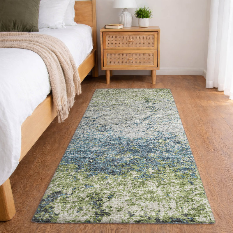 Tapis à poils longs de qualité supérieure lavable à la machine Dream Dream, Vert, 9 pi x 12 pi