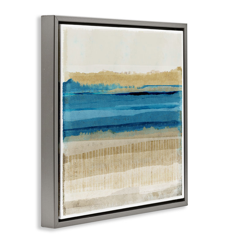 «Blue Daze Abstraction Floater», art mural sur toile par Flora Kouta, Cadre flottant gris lustré