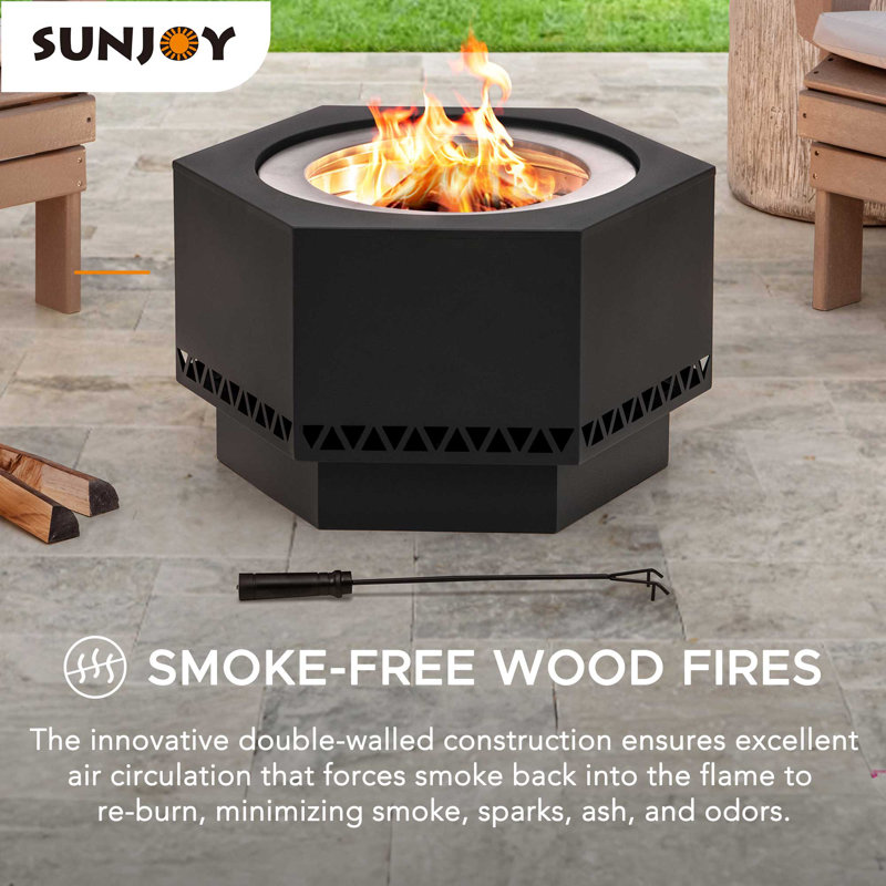 Lawrence Black Hexagonal Smokeless Wood Burning Fire Pit