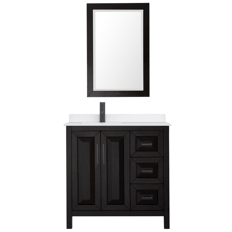 Daria 36'' W Single Vanity, Giotto Quartz, Brown, Polished Chrome