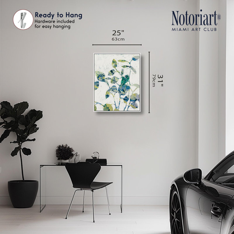 «Greenery Abstract Floral Decor» par Notoriart, H 24 po x l 30 po, Cadre blanc