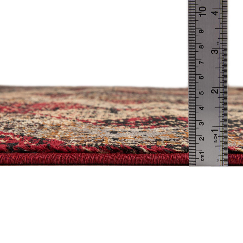 Contemporary Qrutwood Area Rug Burgundy-Beige Color, Rectangle 6' x 9'