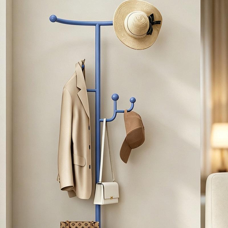 Portemanteau d'entrée avec cadre en pin, Bleu