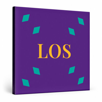 Los Angeles Womens Basketball City Colors Luxury Diamond Monogram — Teal Purple Gold — Canvas Wall Art