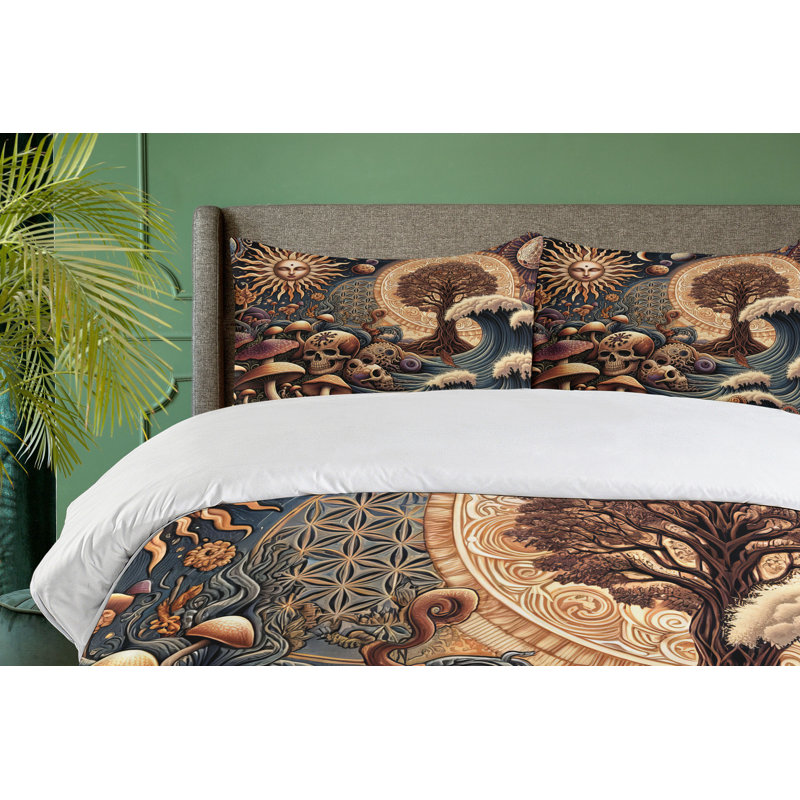 Earthy Boho Duvet Cover, Queen Duvet Cover + 2 Standard Shams