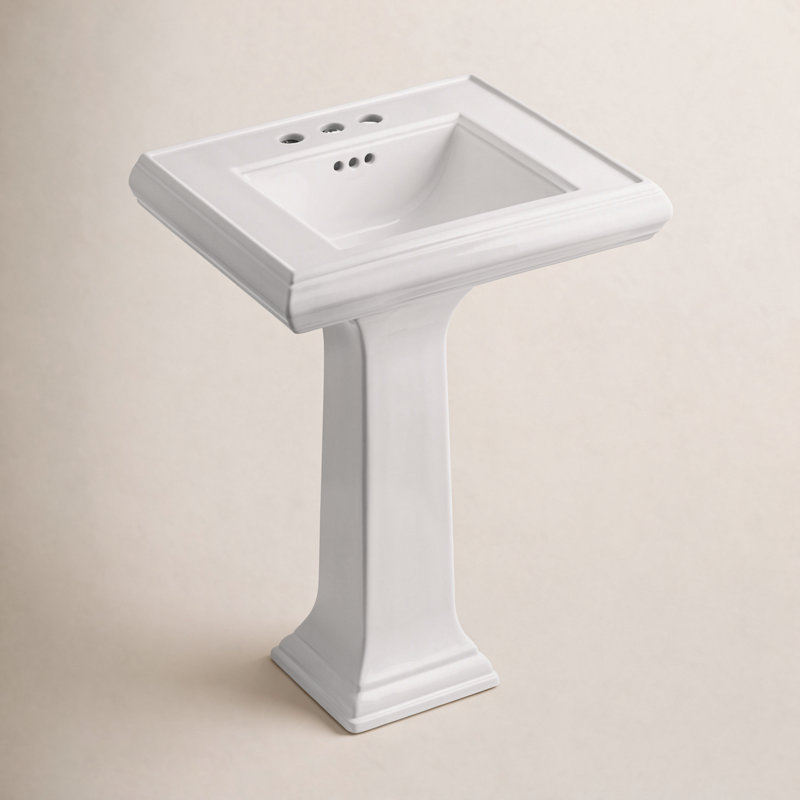 Memoirs 26.375" Tall Rectangular Pedestal Bathroom Sink with Overflow, White, Single Hole