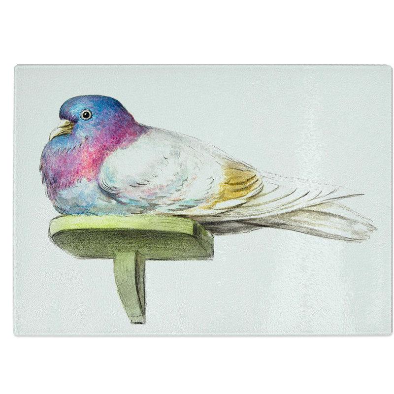 Tempered Glass Pigeon by Jean Bernard Chopping Board, 39 cm W x 28.5 cm L
