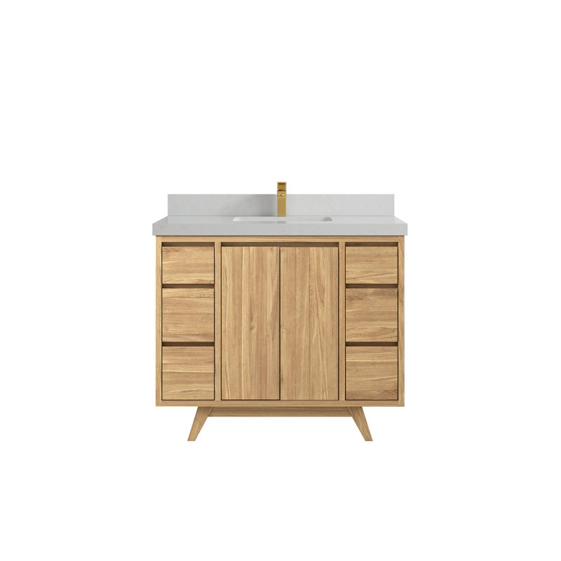42'' Single Bathroom Vanity with Top, Carrara Quartz
