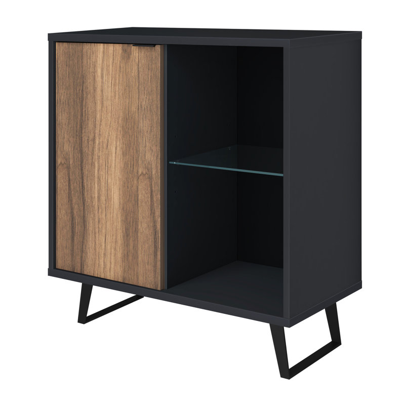 Khyli Accent Cabinet, Anthracite/Walnut, 36" H x 36" W x 17.5" D