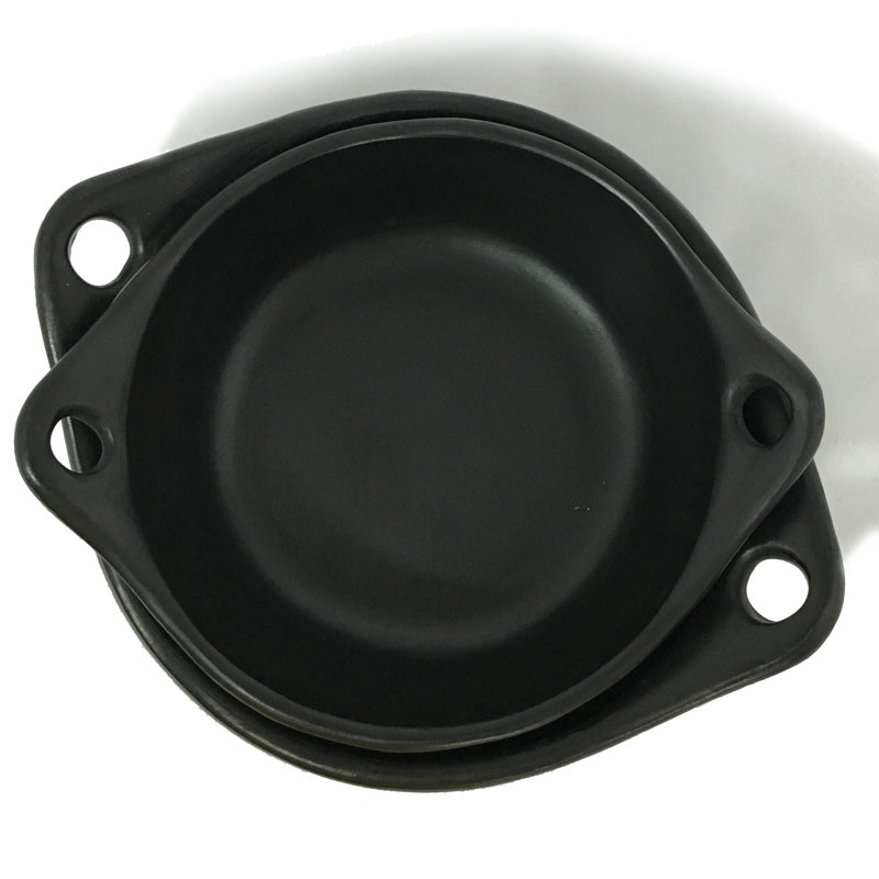 Medium Round Black Ceramic Clay Pot with Handles, 3 Quarts