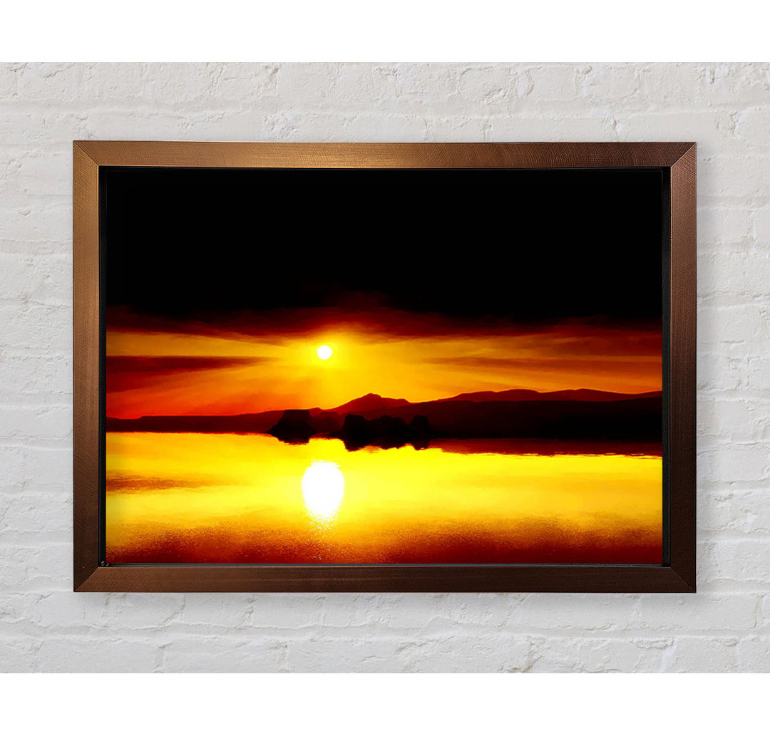 Red Waters Mountain Sunrise Gerahmter Druck Wandkunst