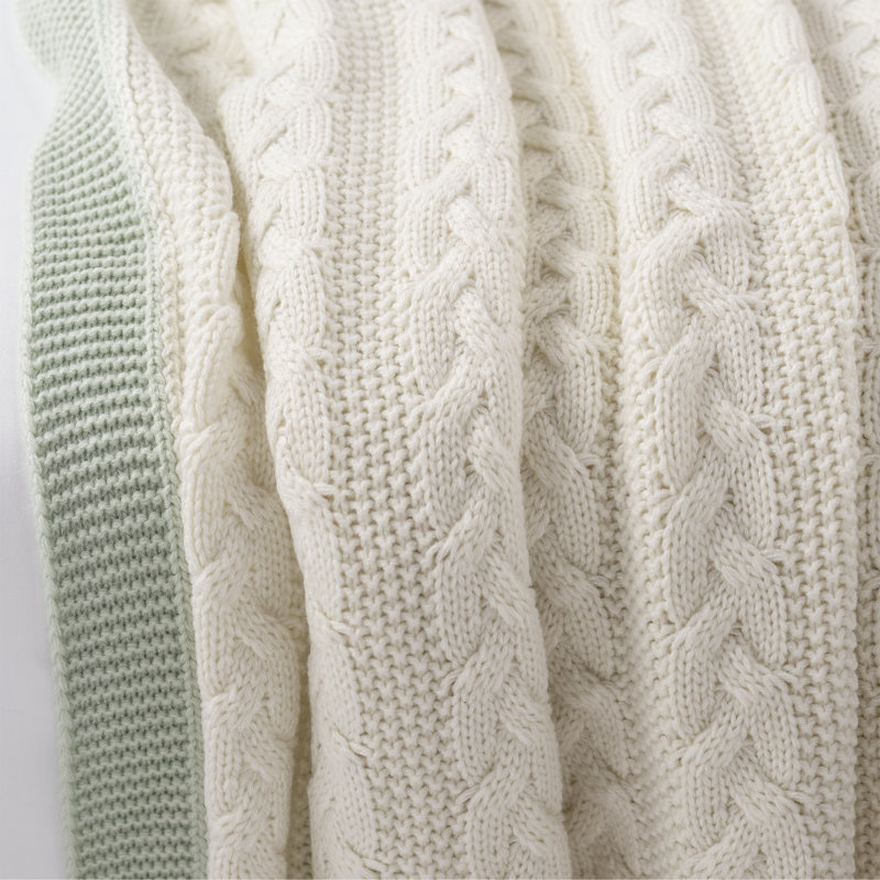 Eucalyptus Scented Light Gray Acrylic Cable Knit Throw Blanket