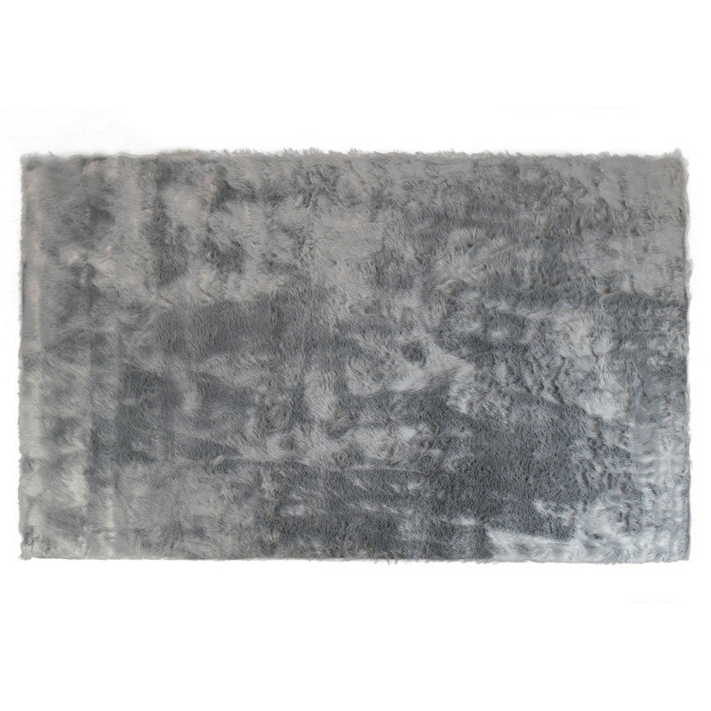 Tapis gris tissé à la machine Malissie, Rectangle 3 pi x 4 pi 10 po
