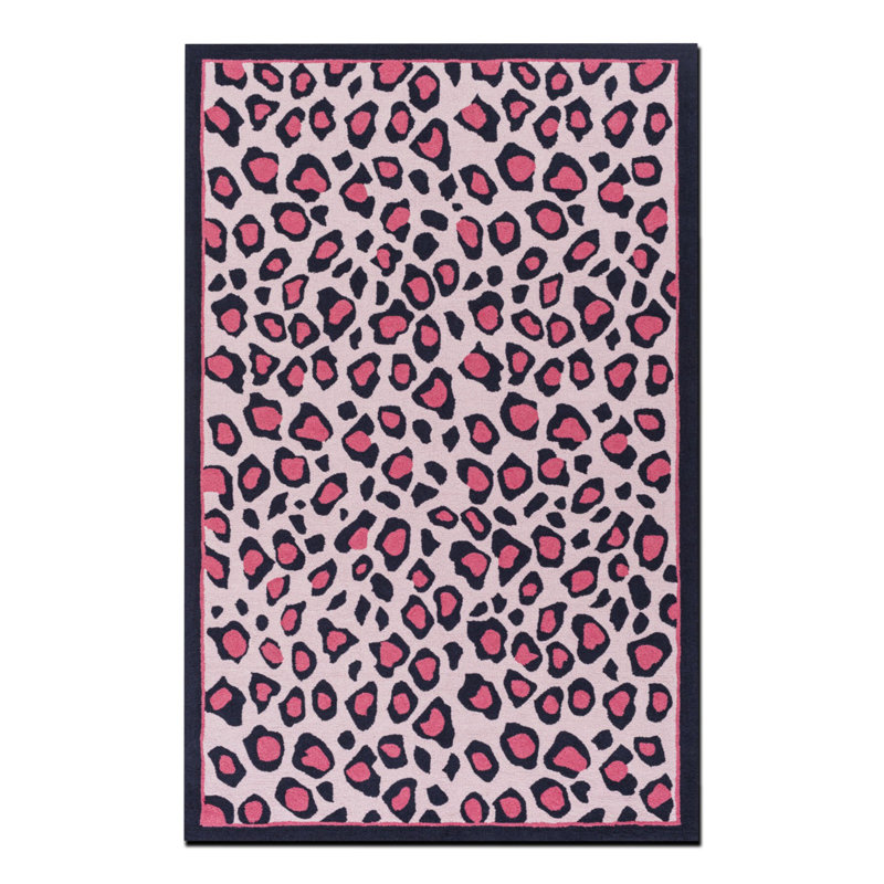 Tapis tissé à motif léopard rose, Rectangle 4 pi 11,06 po x 9 pi 10,11 po