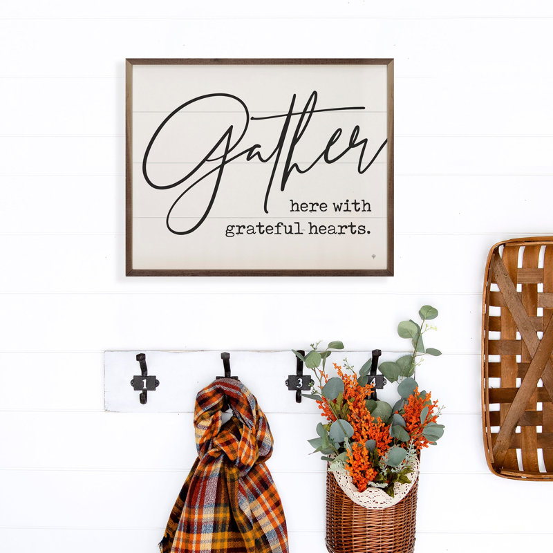 Gather Here With Grateful Hearts White, 8" H x 10" W