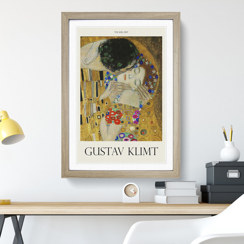 The Kiss Vol.3 by Gustav Klimt - Picture Frame Painting, Oak Framed, 48cm H x 36cm W x 2cm D