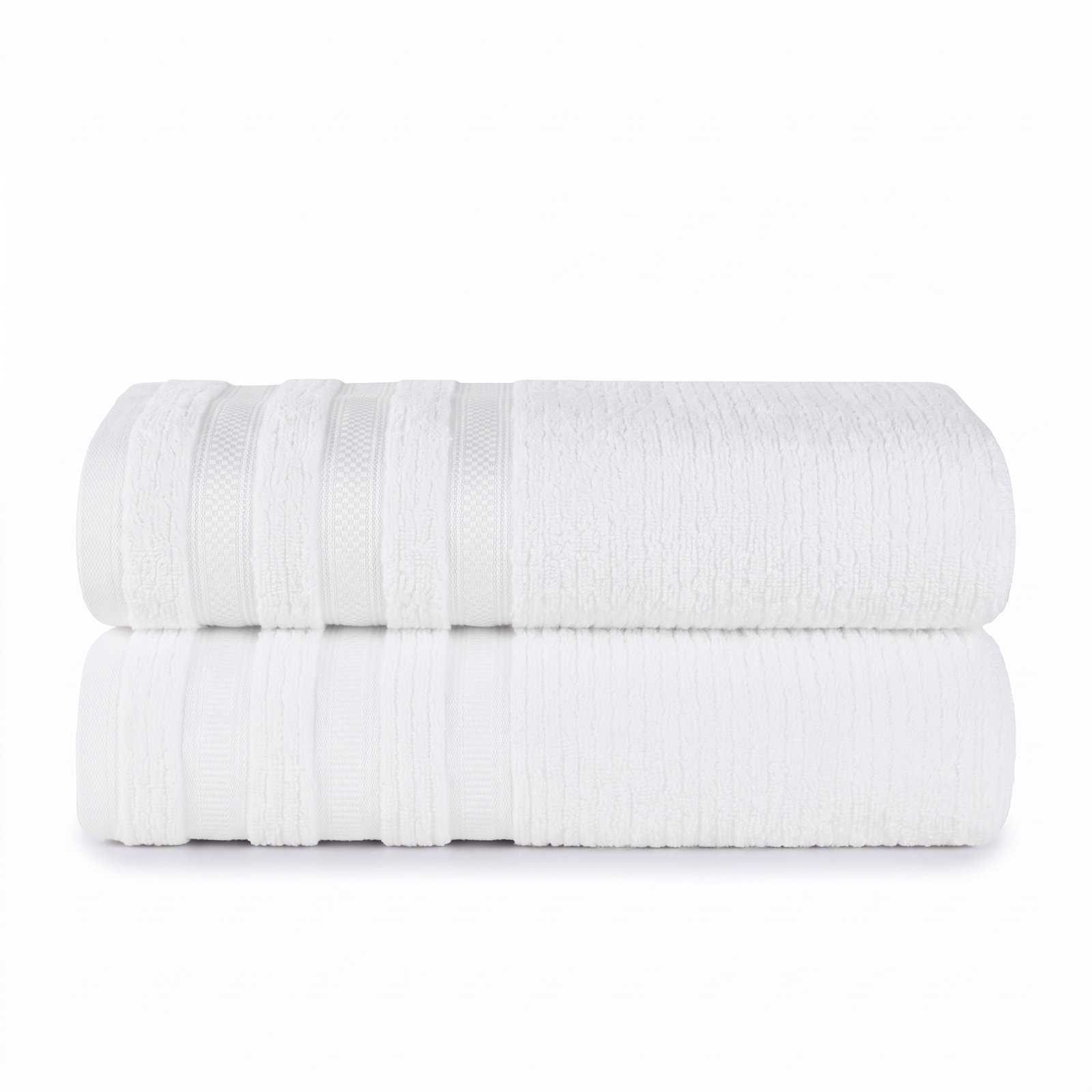 3-Piece Geometric Zero-Twist Cotton Towel Set, White