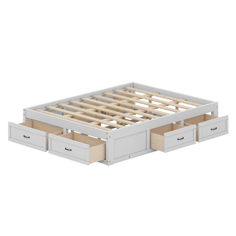 Lit flottant de style contemporain avec compartiments de rangement et tiroirs cachés