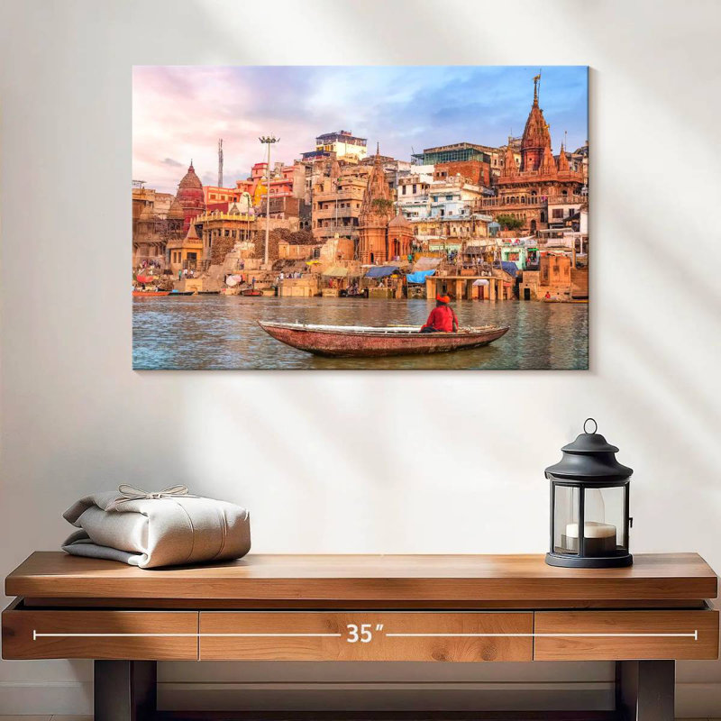 Ravi Sadhu In A Boat, 16" H x 24" W