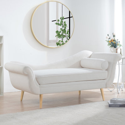 Chaise Lounge With Scroll Arms, Classic Sled Style, Foam Filled Seat, Strong Birch Foot, Spacious Interior, 28.82"D X 28.73"H 66.53"W Form, Comfortable Seat Padding, Tapered
