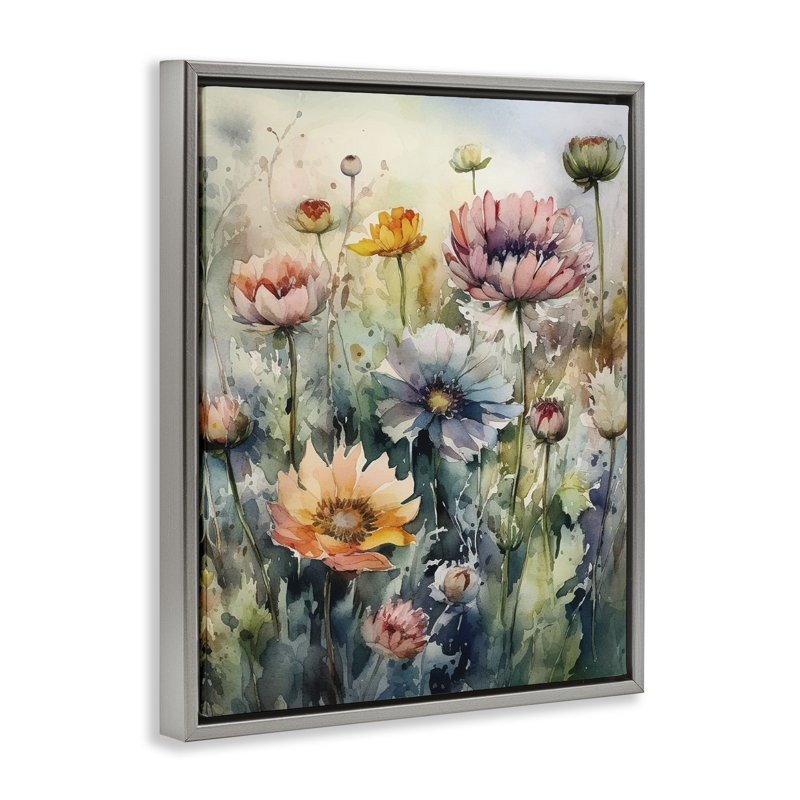 «Wild Gerbera Daisies», art mural encadré par Ryley, Cadre flottant gris lustré, H 31 po x l 25 po