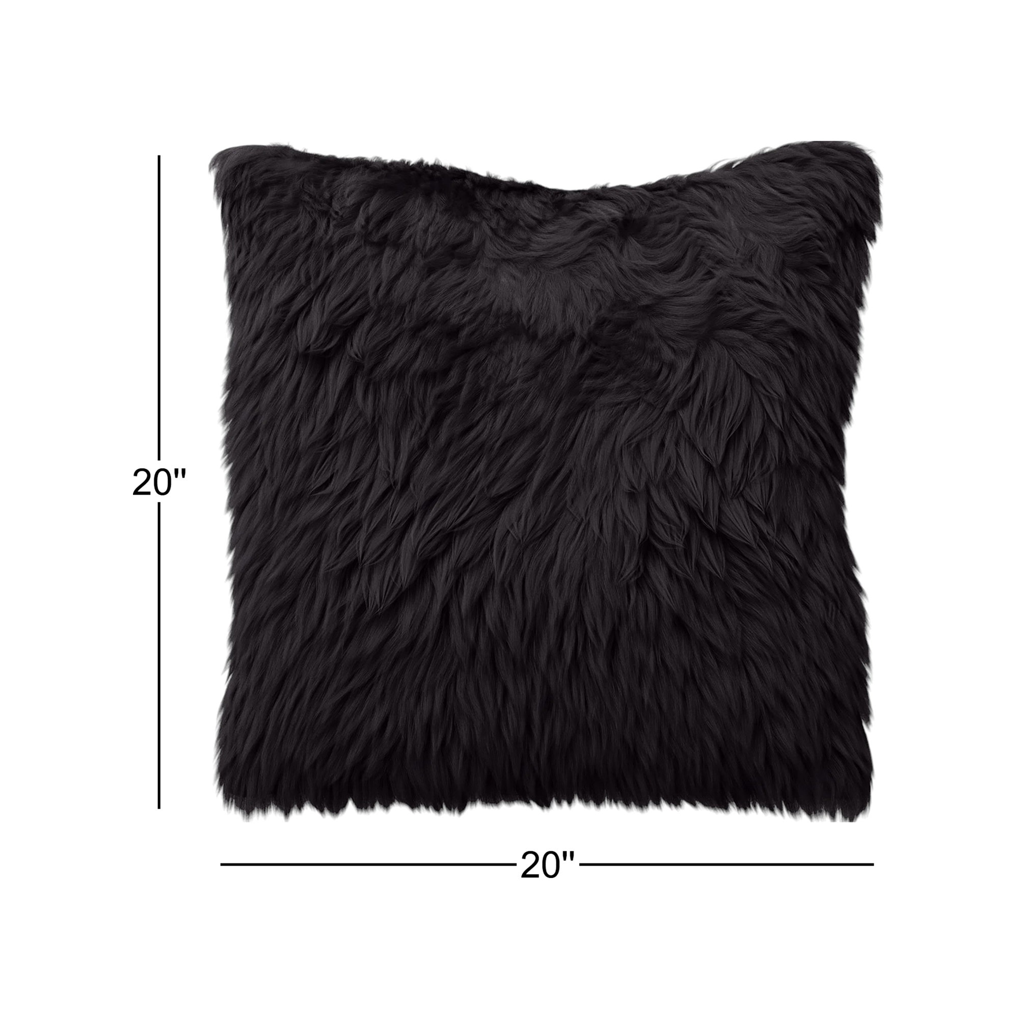 Lecia Faux Fur Throw Pillow, Black