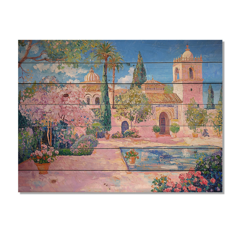 Rêves andalous Cordoue Espagne II - l'Islam, impression sur bois rose sur bois de pin naturel, H 30 po x l 40 po